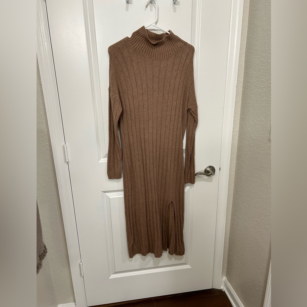Midi Tan Sweater Dress - Abercrombie